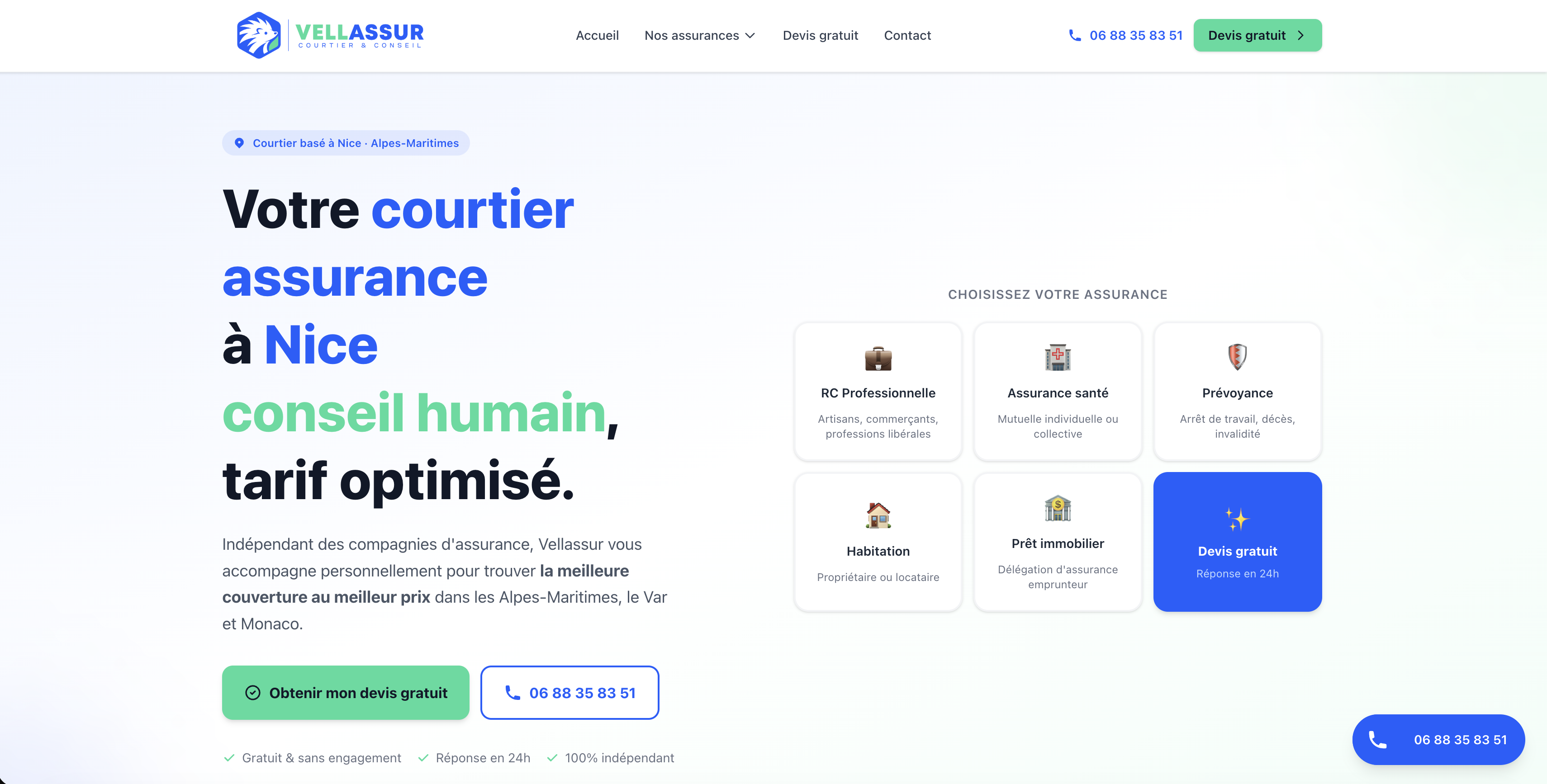 Vellasur - CRM et site vitrine pour courtier en assurance